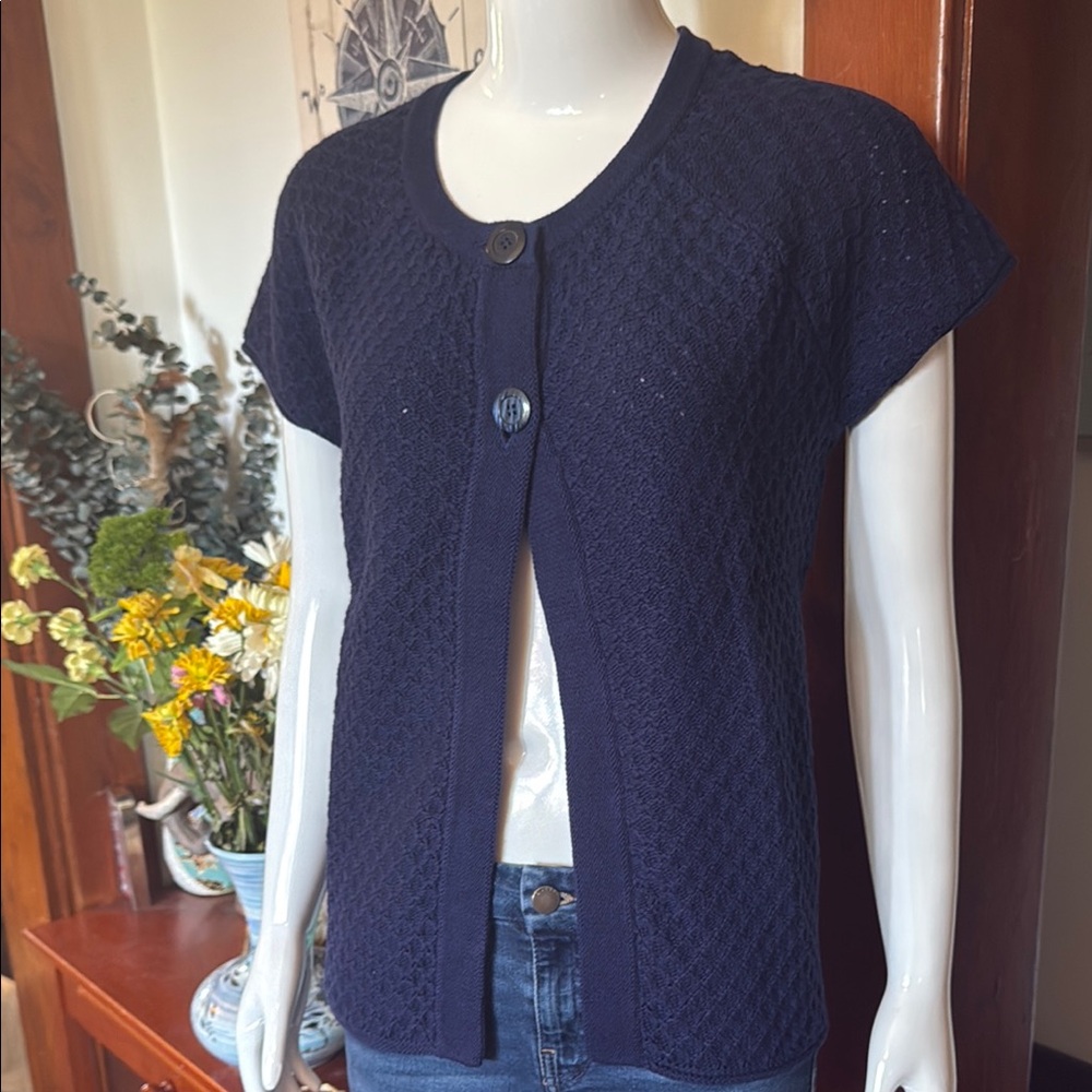 NWT northern reflections size small Navy knit Short Sleeve Cardigan